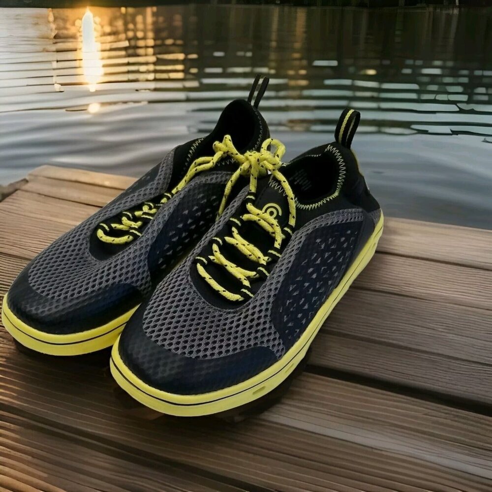 ✅Champion C9 Ernesto Youth Sz 6 Water Shoes Gray/Yellow/Black Mesh Lace Sneakers